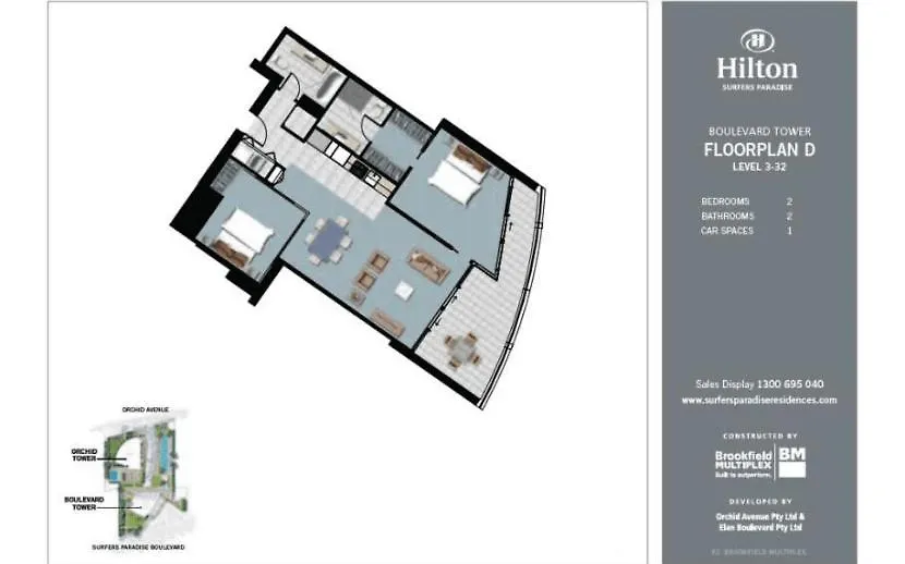 Hilton 2 Bed 2 Bath With Car Park 12704