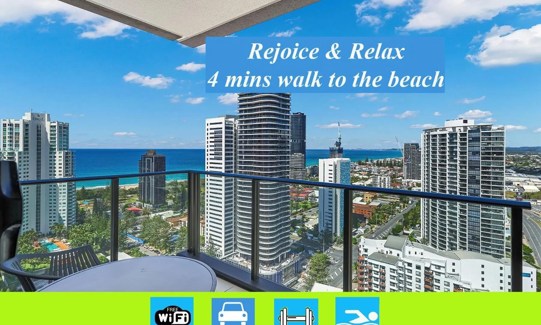 Broadbeach Oceanview Level 26 With Carpark - 4 Mins Walk To The Gold Coast